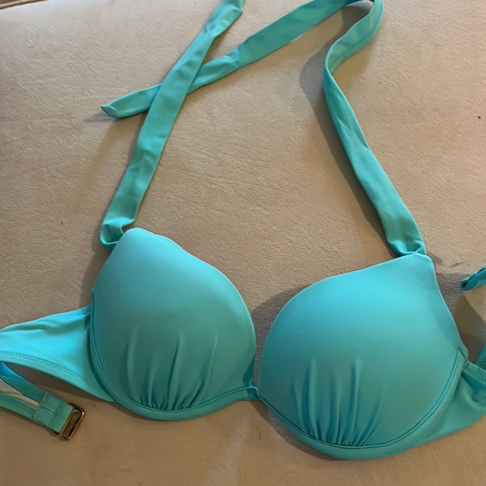 Victoria’s Secret blue bathing swim suit push-up bikini top (32B)